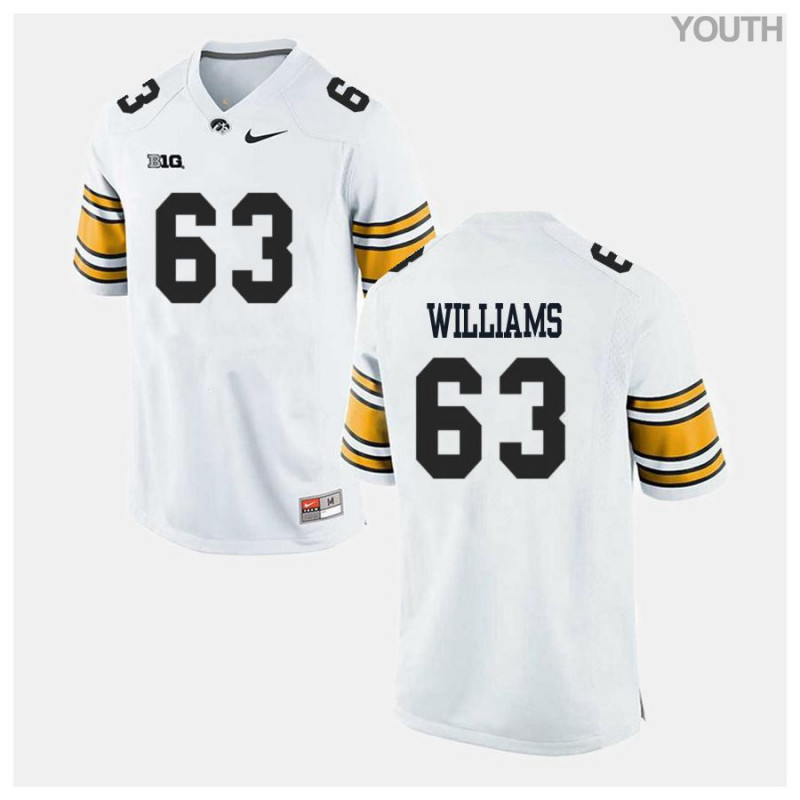 Youth Iowa Hawkeyes NCAA #63 Spencer Williams White Authentic Nike Alumni Stitched College Football Jersey YO34A32VE
